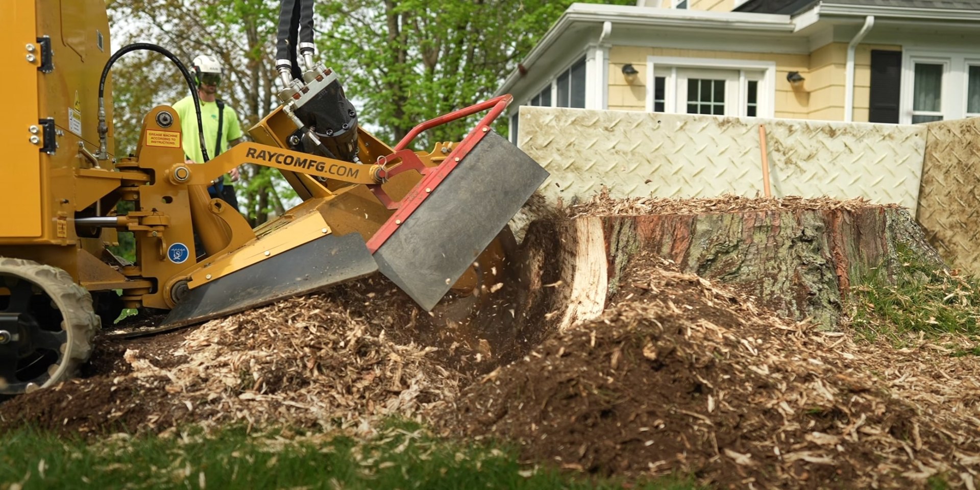 Complete stump grinding and removal services Professional stump grinding equipment removing tree stump